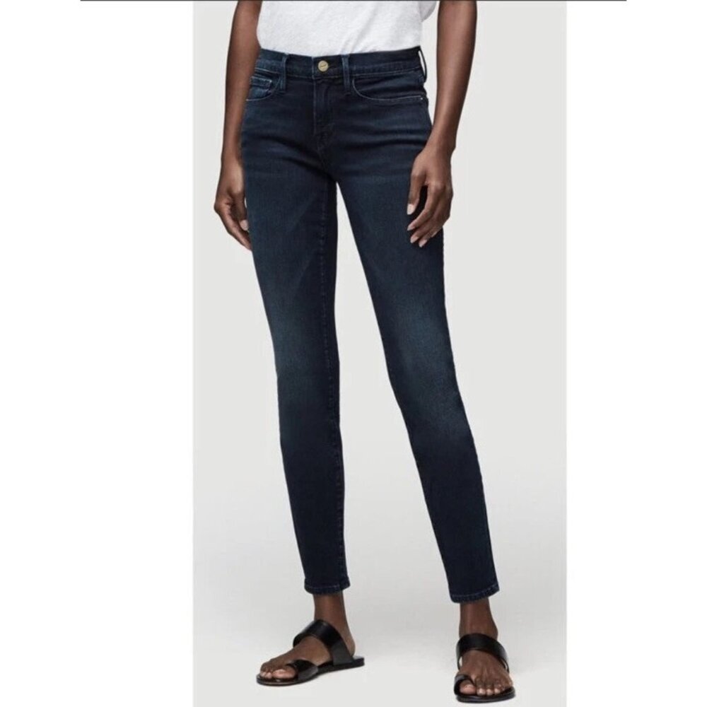 Frame Denim Womens Size 31 Le Skinny de Jeanne Jeans in Porter Wash Dark Blue